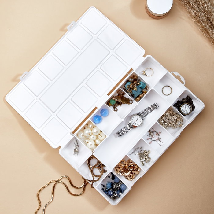 Aberto Design ORG-2016 Joyero de Polipropileno Blanco 26 x 15 x 3,5 cm con Cierre de Plástico para Organización y Viaje