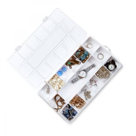 Aberto Design ORG-2016 Joyero de Polipropileno Blanco 26 x 15 x 3,5 cm con Cierre de Plástico para Organización y Viaje