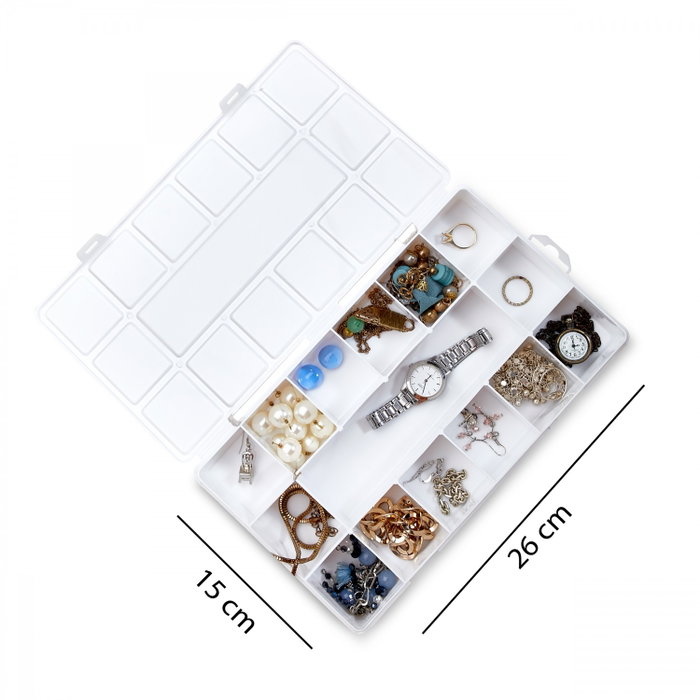 Aberto Design ORG-2016 Joyero de Polipropileno Blanco 26 x 15 x 3,5 cm con Cierre de Plástico para Organización y Viaje