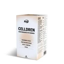 PWD NUTRITION Celldren 90Cap. Quemador de Grasas con Acetil L-Carnitina, Té Verde, Café, Guaraná, Gayuba, Vara de Oro