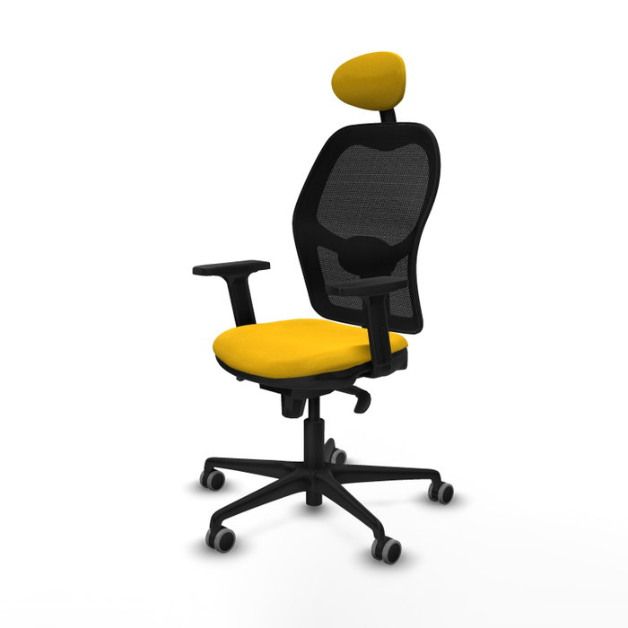 PIQUERAS Y CRESPO Silla de oficina Jorquera con mecanismo Sincro, Tela Amarillo y Malla Negro PIQUERAS Y CRESPO Silla de oficina Jorquera con mecanismo Sincro, Tela Amarillo y Malla Negro