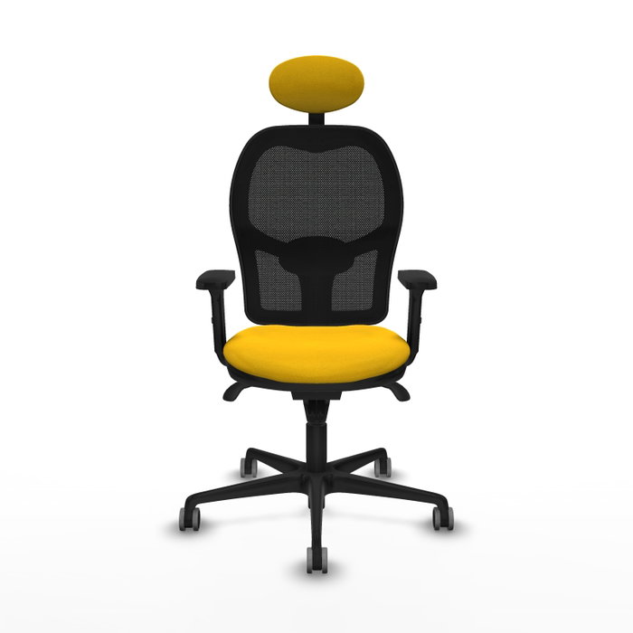 PIQUERAS Y CRESPO Silla de oficina Jorquera con mecanismo Sincro, Tela Amarillo y Malla Negro PIQUERAS Y CRESPO Silla de oficina Jorquera con mecanismo Sincro, Tela Amarillo y Malla Negro