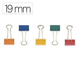 Q-connect Pinza metálica reversible N.1, 19 mm, caja de 10 unidades, colores surtidos