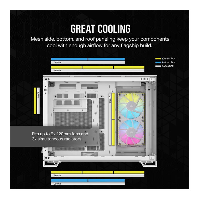 Corsair 2500X RGB Midi Tower mATX Gaming Gehäuse Blanco