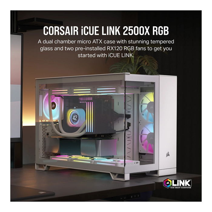 Corsair 2500X RGB Midi Tower mATX Gaming Gehäuse Blanco