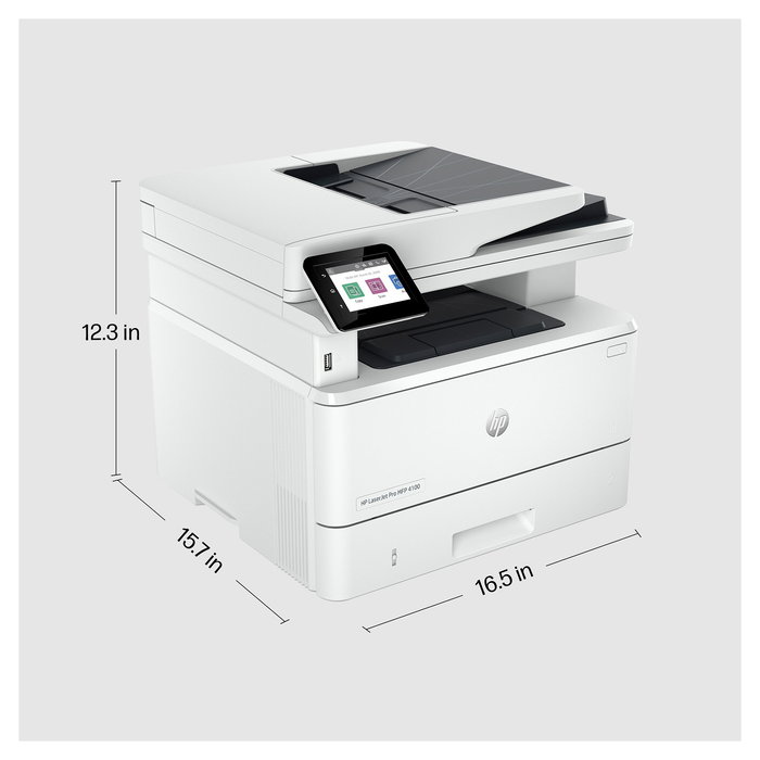 HP LaserJet Pro MFP 4102fdn - Impresora Multifunción Laser A4 Blanco y Negro 4 en 1, 40 ppm, Duplex Automático, ADF 50 Hojas, LAN, Con Tóner Inicial (2,900 Páginas), Blanco