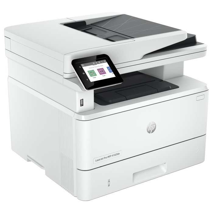 HP LaserJet Pro MFP 4102fdn - Impresora Multifunción Laser A4 Blanco y Negro 4 en 1, 40 ppm, Duplex Automático, ADF 50 Hojas, LAN, Con Tóner Inicial (2,900 Páginas), Blanco