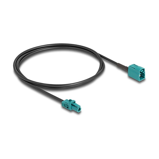 Delock Cable Mini FAKRA Z Cuádruple Hembra a FAKRA Z Cuádruple Hembra Tipo-B, 1 m, Color Aguamarina y Negro, 50 Ω, 20 GHz Delock Cable Mini FAKRA Z Cuádruple Hembra a FAKRA Z Cuádruple Hembra Tipo-B, 1 m, Color Aguamarina y Negro, 50 Ω, 20 GHz