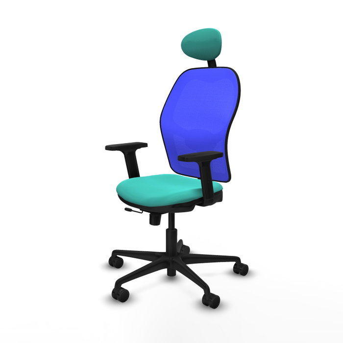 PIQUERAS Y CRESPO Silla de oficina Jorquera con mecanismo Sincro/Traslack, Turquesa y Azul