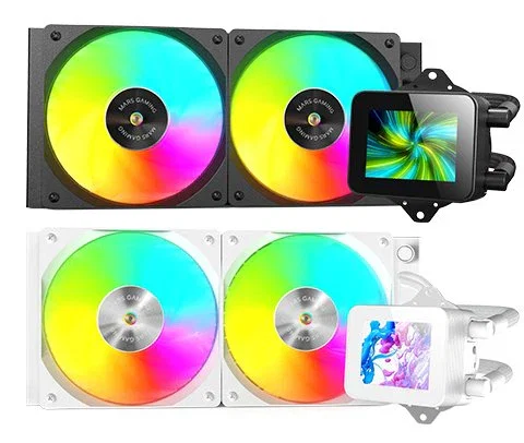 Mars Gaming ML-VISION240 Kit Refrigeración Líquida AIO CPU 240mm Negro, con Pantalla LCD IPS Personalizable 360°, ARGB, Ventiladores 120mm FDB, Compatible Intel/AMD (LGA 1700/AM5)