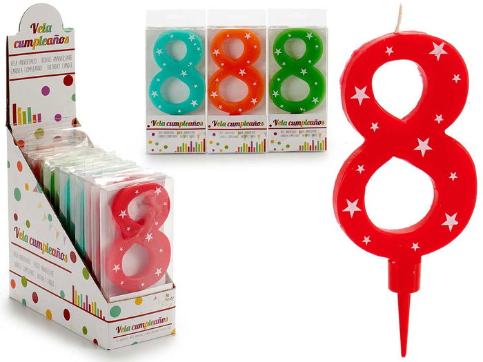 Arte Regal Vela Cumpleaños Números Grande 8 Surtida Colores 17 x 8 cm (Set de 36) Arte Regal Vela Cumpleaños Números Grande 8 Surtida Colores 17 x 8 cm (Set de 36)