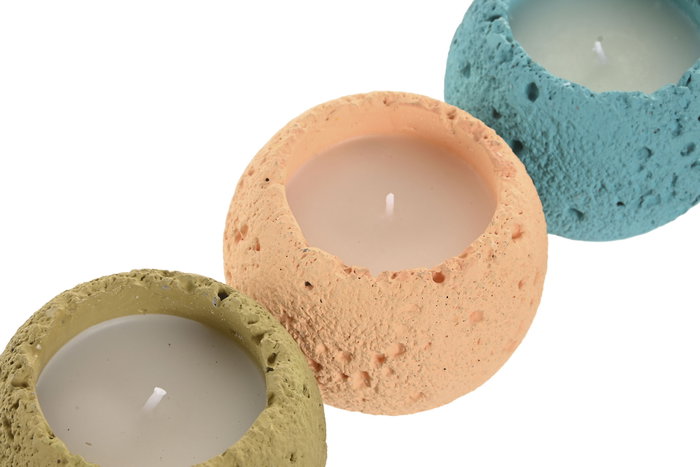 DKD Home Decor Set de Velas de Cemento Rugoso con Aroma a Coco