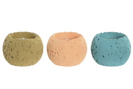 DKD Home Decor Set de Velas de Cemento Rugoso con Aroma a Coco