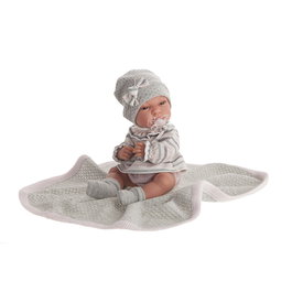 Muñecas Antonio Juan Muñeca Baby Toneta Toquilla Gris 33cm - 60029, Multilingüe (Español, English, Francés, Alemán, Portugués), Edad +3 años