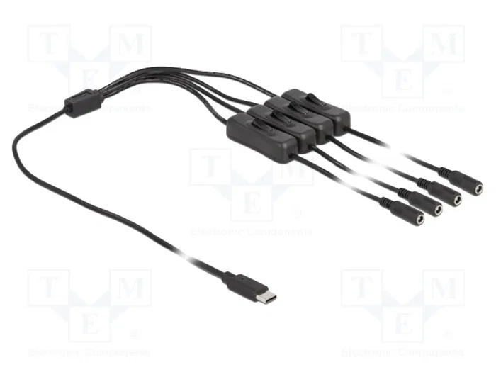 DeLOCK Cable USB Type-C macho a 4 x DC 5,5 x 2,1 mm hembra con interruptor 1 m DeLOCK Cable USB Type-C macho a 4 x DC 5,5 x 2,1 mm hembra con interruptor 1 m