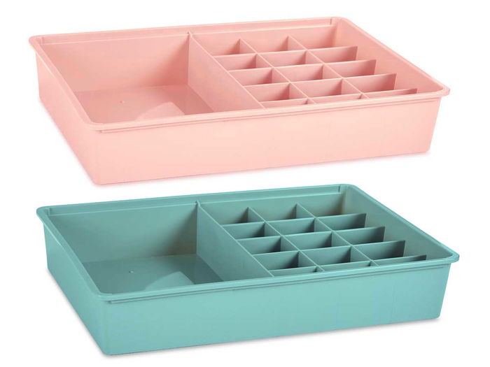Kipit Organizador Cajón 16 Huecos Surtidos Rosa Verde 33 x 9 x 49 cm (Set de 6)