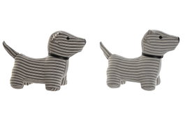 DKD Home Decor Sujetapuertas Algodón Diseño Perro y Rayas, Pack de 2