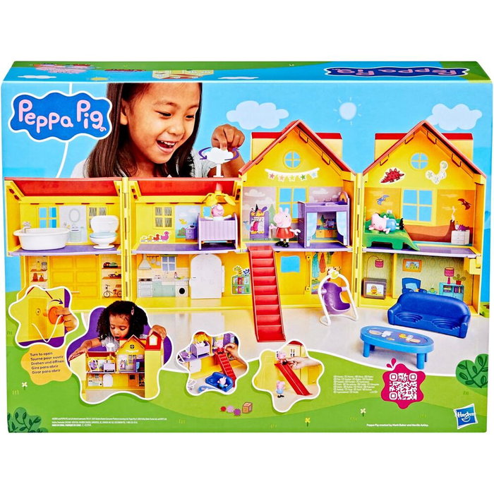 Hasbro Peppa Pig Gran Casa Familiar con figuras de Peppa, George y Bebé Evie Hasbro Peppa Pig Gran Casa Familiar con figuras de Peppa, George y Bebé Evie