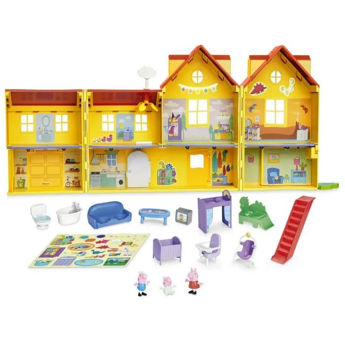 Hasbro Peppa Pig Gran Casa Familiar con figuras de Peppa, George y Bebé Evie Hasbro Peppa Pig Gran Casa Familiar con figuras de Peppa, George y Bebé Evie