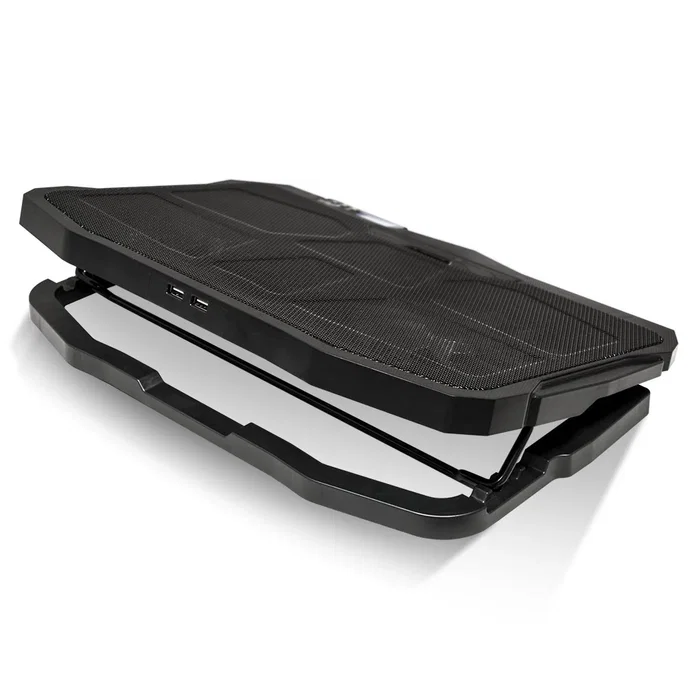 Spirit of Gamer Airblade 600 Base Refrigeradora para Portátil hasta 17 Pulgadas, 4 Ventiladores (2x12cm + 2x7cm), 1500 RPM, Luz LED Azul, Control LCD, USB, Negro/Azul