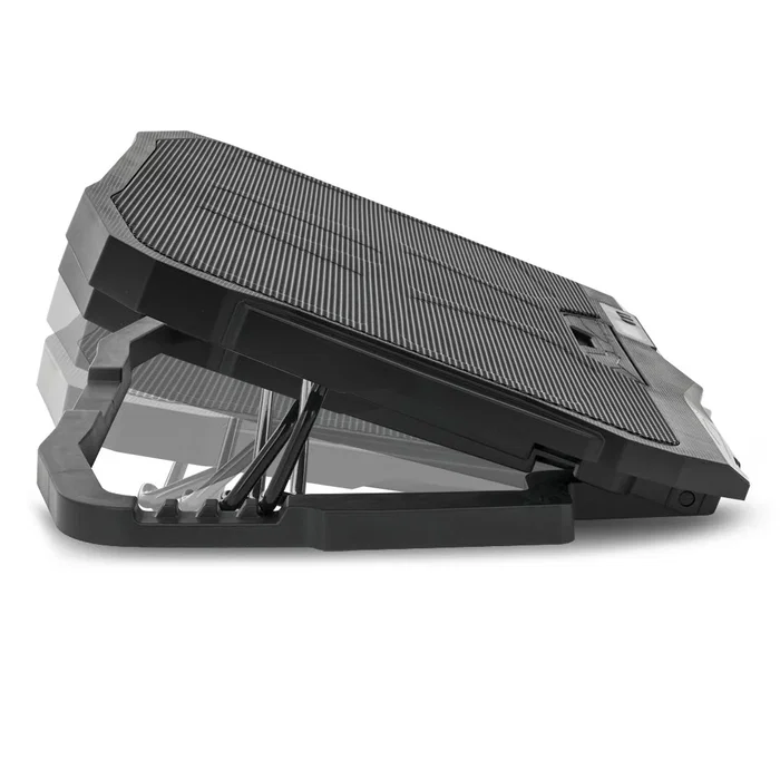 Spirit of Gamer Airblade 600 Base Refrigeradora para Portátil hasta 17 Pulgadas, 4 Ventiladores (2x12cm + 2x7cm), 1500 RPM, Luz LED Azul, Control LCD, USB, Negro/Azul