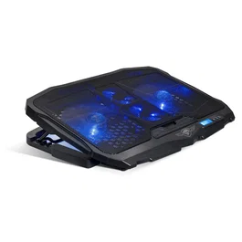 Spirit of Gamer Airblade 600 Base Refrigeradora para Portátil hasta 17 Pulgadas, 4 Ventiladores (2x12cm + 2x7cm), 1500 RPM, Luz LED Azul, Control LCD, USB, Negro/Azul