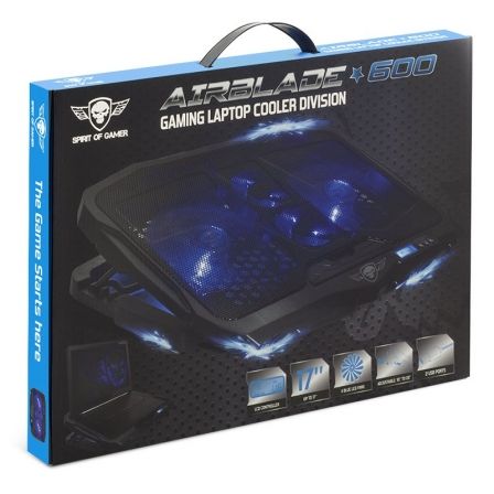 Soporte Refrigerante Spirit Of Gamer Airblade 600 Azul para Portátiles hasta 17.3"/ Iluminación LED