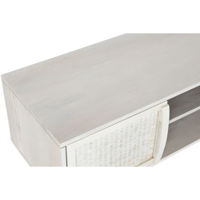 DKD Home Decor Mueble TV Mango y Ratán Blanco Roto 128x40x45 cm DKD Home Decor Mueble TV Mango y Ratán Blanco Roto 128x40x45 cm