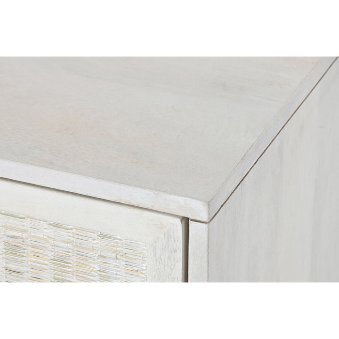 DKD Home Decor Mueble TV Mango y Ratán Blanco Roto 128x40x45 cm DKD Home Decor Mueble TV Mango y Ratán Blanco Roto 128x40x45 cm