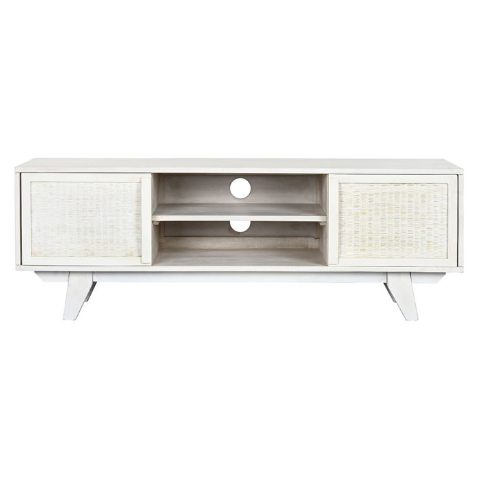 DKD Home Decor Mueble TV Mango y Ratán Blanco Roto 128x40x45 cm DKD Home Decor Mueble TV Mango y Ratán Blanco Roto 128x40x45 cm