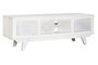 DKD Home Decor Mueble TV Romántico Blanco Roto Mango y Ratán 128 x 40 x 45 cm