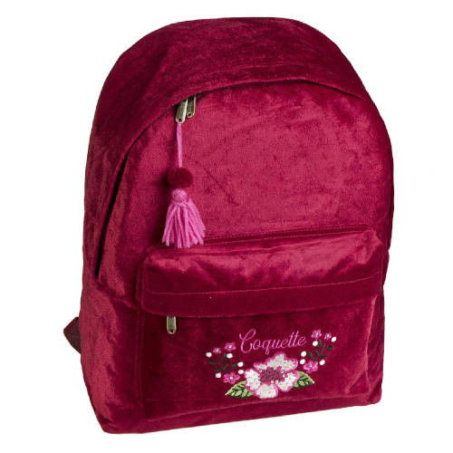 Coquette Mochila Deporte Coquette 16090090700 32 X 42 X 17 CM Terciopelo Granate Flores Rosas Brillantes