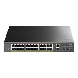 Cudy GS1026PS2 Switch Gigabit de 24 Puertos PoE+, 300W, con 2 Puertos RJ45 Uplink y 2 Ranuras SFP, No Administrado, Rack