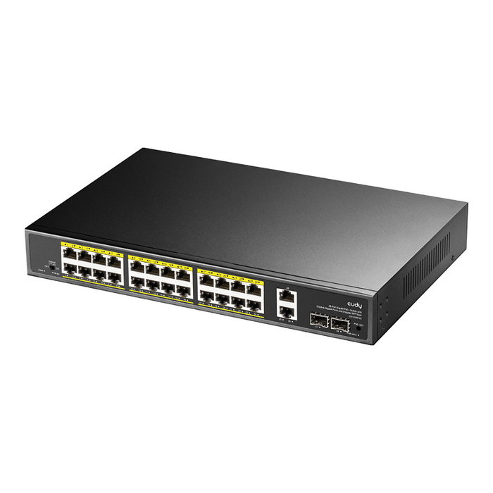 Cudy GS1026PS2 Switch Gigabit de 24 Puertos PoE+, 300W, con 2 Puertos RJ45 Uplink y 2 Ranuras SFP, No Administrado, Rack Cudy GS1026PS2 Switch Gigabit de 24 Puertos PoE+, 300W, con 2 Puertos RJ45 Uplink y 2 Ranuras SFP, No Administrado, Rack