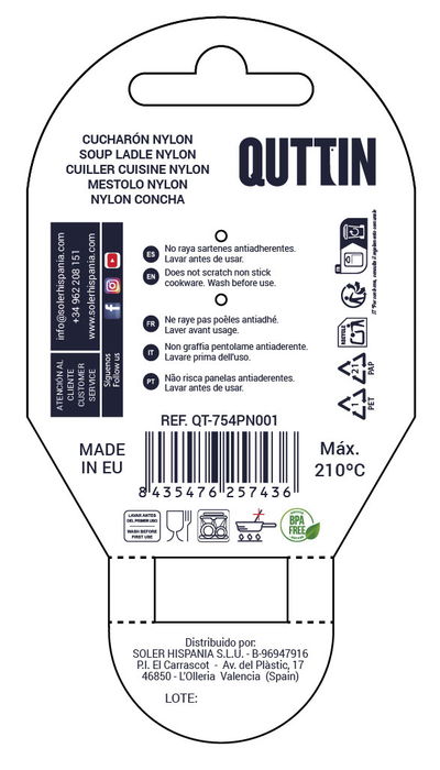 Quttin Cucharon de Nylon Negro 30 x 8.5 cm (24 Unidades) Quttin Cucharon de Nylon Negro 30 x 8.5 cm (24 Unidades)