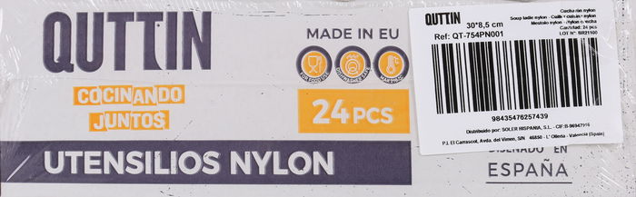 Quttin Cucharon de Nylon Negro 30 x 8.5 cm (24 Unidades)