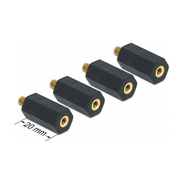 DeLOCK Separador M4 x M3 Hexagonal 20 mm Negro 4 Piezas