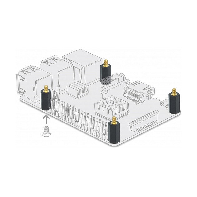 DeLOCK Separador M4 x M3 Hexagonal 20 mm Negro 4 Piezas