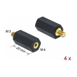 DeLOCK Separador M4 x M3 Hexagonal 20 mm Negro 4 Piezas