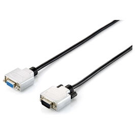 EQUIP Cable VGA Verl. HD15 St/Bu 118855 Macho/Hembra 15m 1920x1080/60Hz Negro/Plata