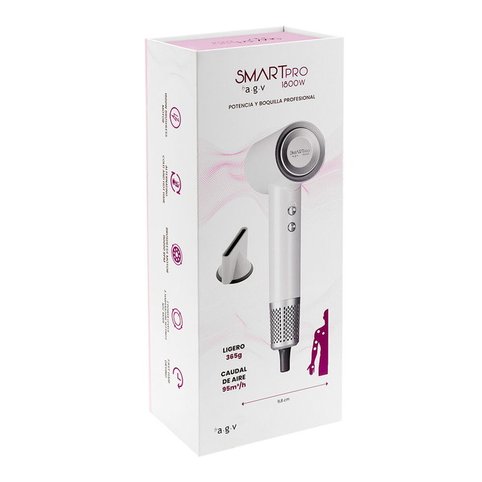By AGV Pack Secador de Pelo y Difusor Smart Pro 1800W Iónico Silencioso Secado Rápido