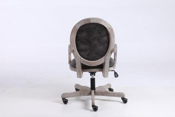 DKD Home Decor Silla de Abeto y PU Marrón Oscuro con Ruedas