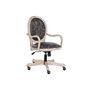 DKD Home Decor Silla de Abeto y PU Marrón Oscuro con Ruedas