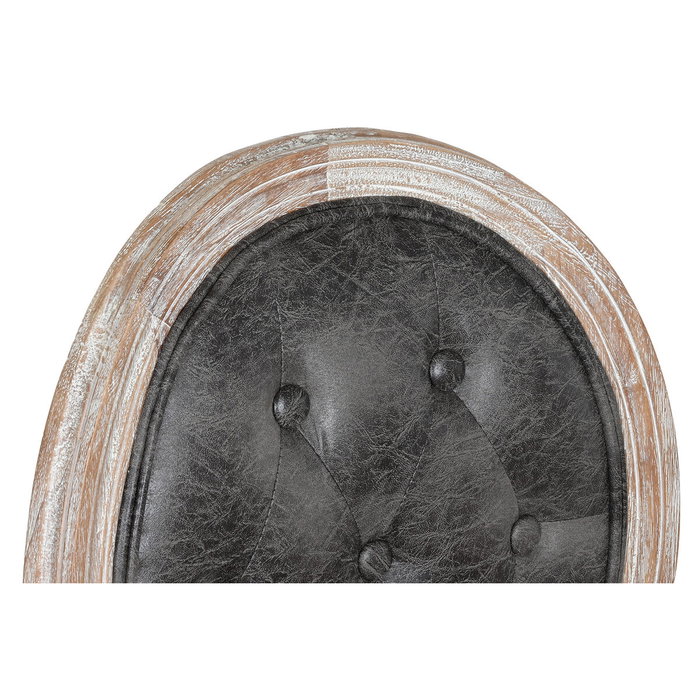 DKD Home Decor Silla de Abeto y PU Marrón Oscuro con Ruedas