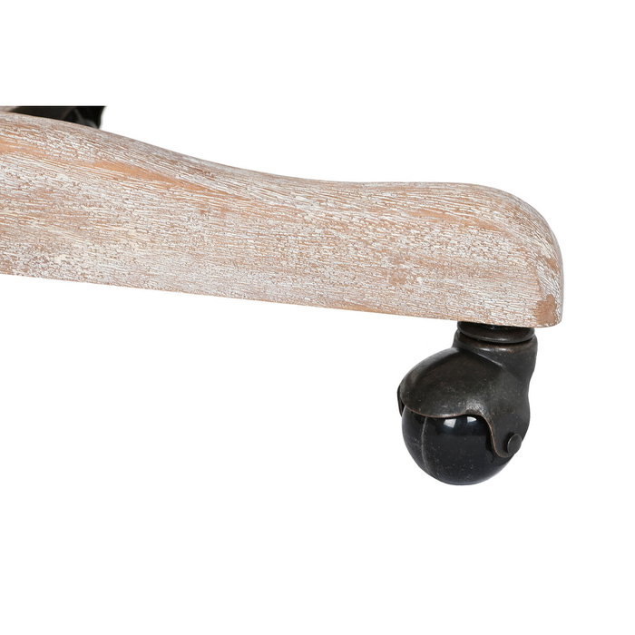 DKD Home Decor Silla de Abeto y PU Marrón Oscuro con Ruedas