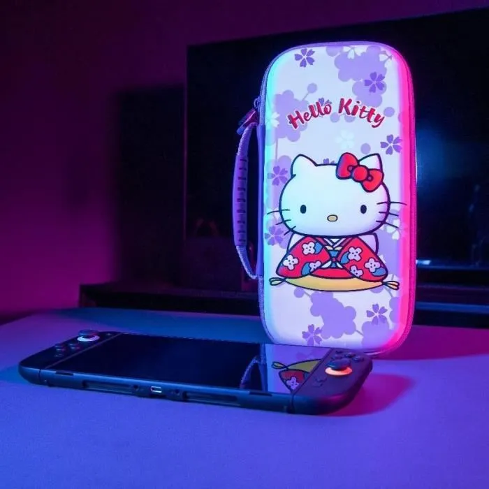 Konix Estuche protector y de transporte Hello Kitty Nintendo Switch 2 - Guarda accesorios - Estampado 3D - Rosa