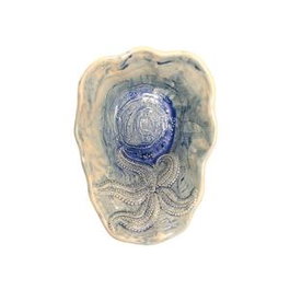 Summa Bol Oval Azul Vajilla Gres con Estrella - 20x14x6 cm, Capacidad 35 cl (Set de 6)