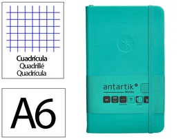 Antartik Cuaderno A6 Tapa Dura Hojas Cuadriculadas Turquesa 100 Hojas 80gr Fsc