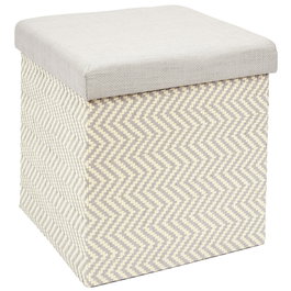 Home Deco Factory Caja-Puf Plegable Trenzado Gris Colección Mirage Asiento Extra Guarda Objetos 38x38x38 cm