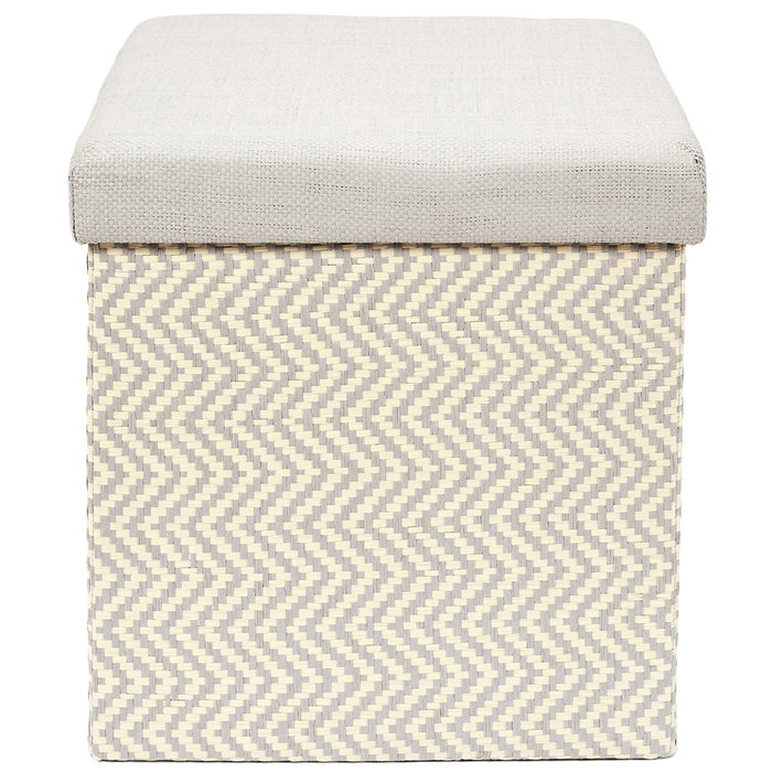 Home Deco Factory Caja-Puf Plegable Trenzado Gris Colección Mirage Asiento Extra Guarda Objetos 38x38x38 cm